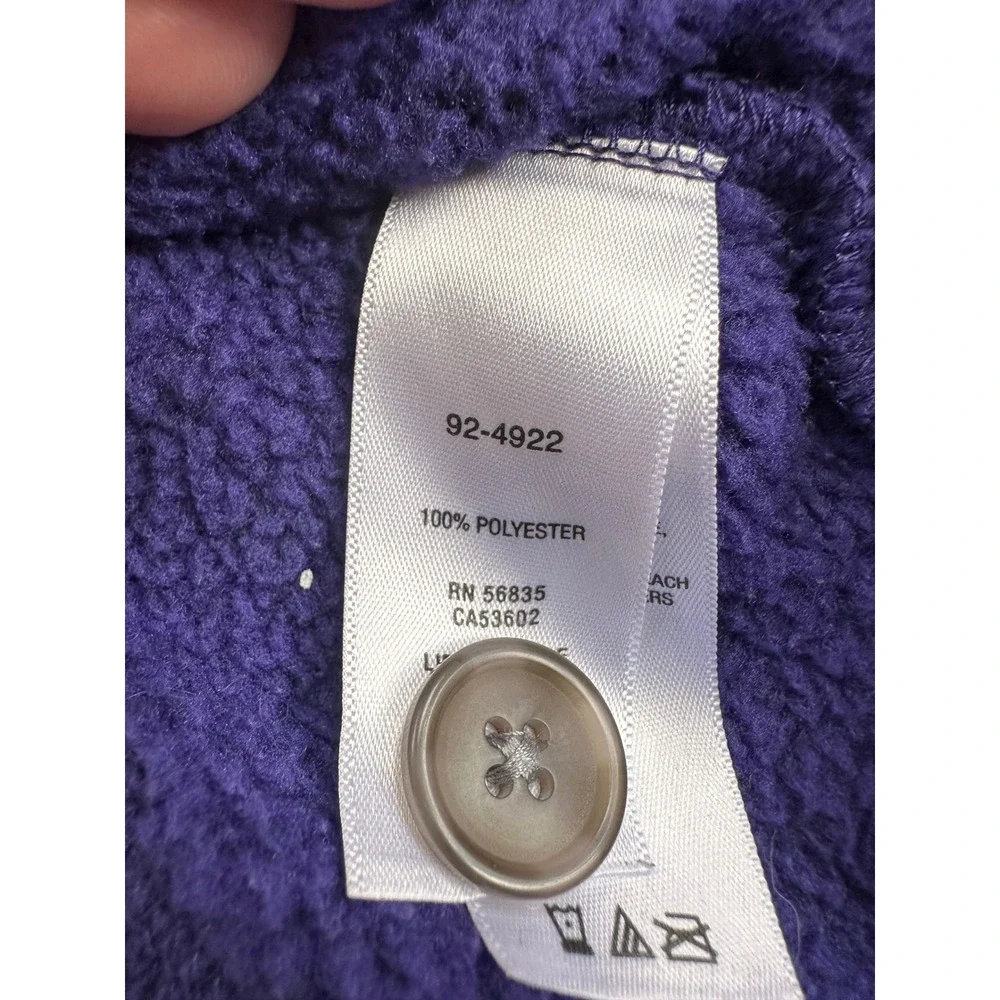 Cabelas Sweater Fleece Pullover Women Large Purple Button Funnel‎ Neck Excellent
